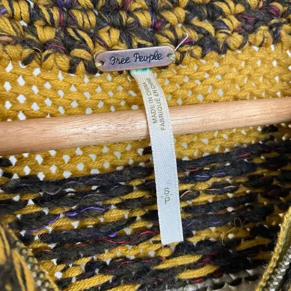 Free People Rudolph Cardigan - Golden Yellow & Tan - Size Small